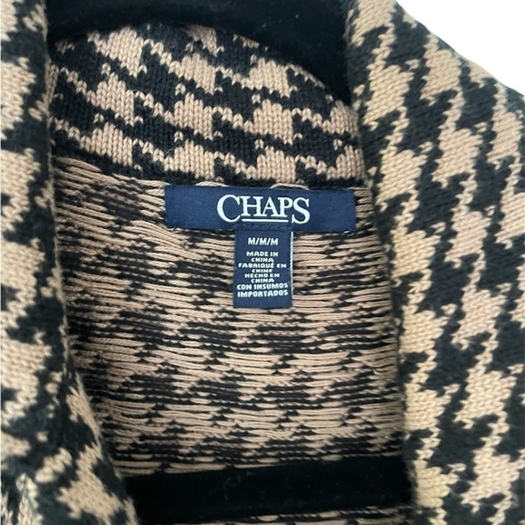 Chaps Women’s Sweater Jacket Houndstooth Brown Black Collared Zip Size: Medium - Picture 5 of 7